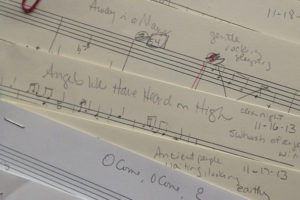 Picture of music manuscript used in the making of a Christmas CD - 1.