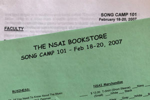 Picture of information about the 2007 NSAI Song Camp 101.