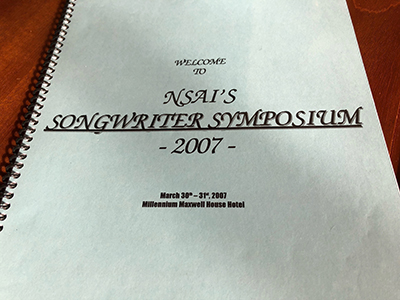 Picture of the 2007 NSAI Songwriter Symposium booklet cover.