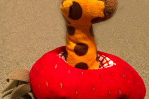 Giraffe in strawberry picture for Caught up in work post.