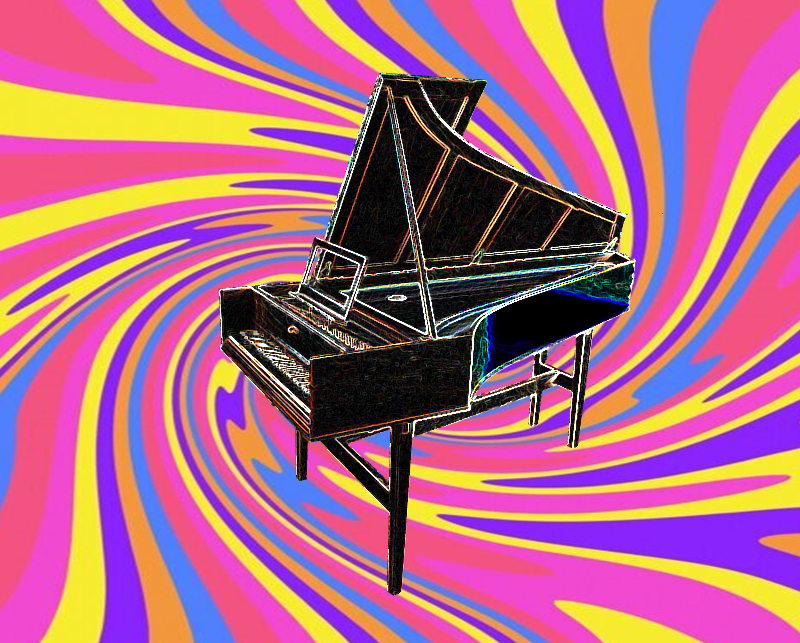 Harpsichord in 1960's psychedelic style.