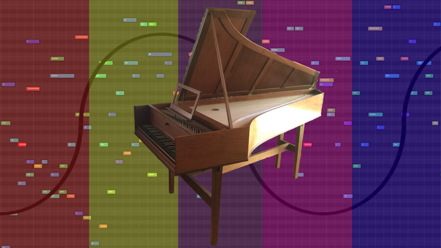 Harpsichord imposed over MIDI track display
