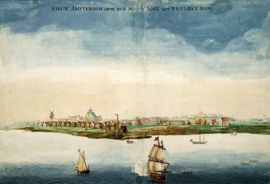 17th century painting of Nieuw Amsterdam.