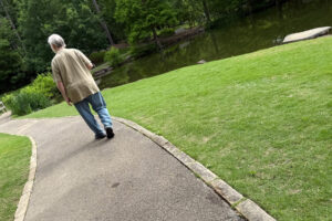 Picture of Gary walking on path.