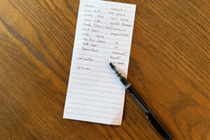 Photo of grocery list.